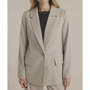 Z SUPPLY Blazer Womens Large Beige Gray Monroe Pinstripe One Button Lined Jacket